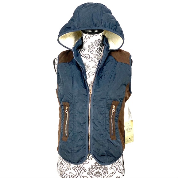 Ci Sono Jackets & Blazers - CI SONO | Navy & Suede Sherpa Vest | NWT